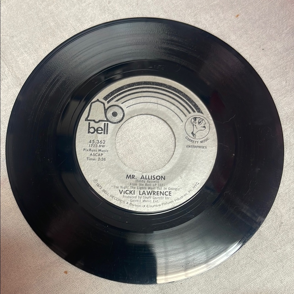 Vicki Lawrence Black Vinyl Record 45 rpm